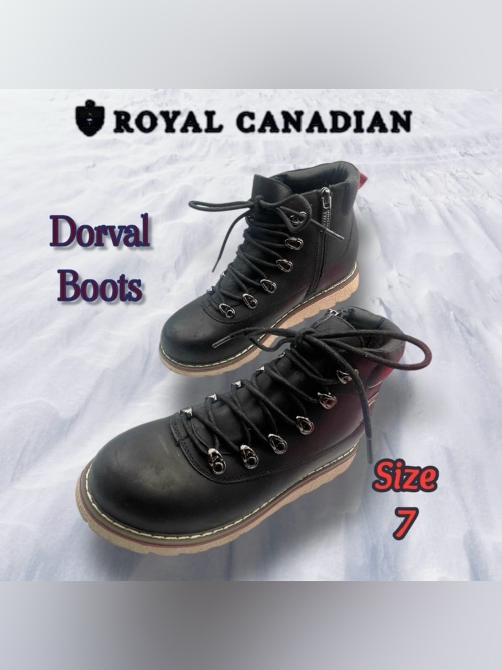 Royal Canadian Dorval Boots Women's Size 7 Dark Blue with Red